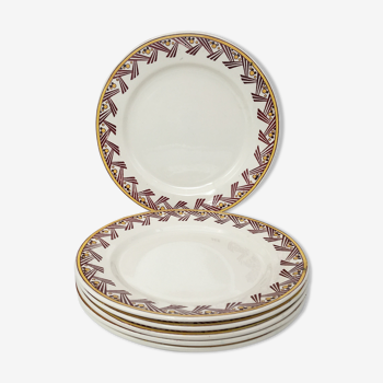 Lot de 6 assiettes plates estampillées « boch f la louvière»