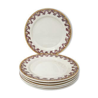 Lot de 6 assiettes plates estampillées « boch f la louvière»