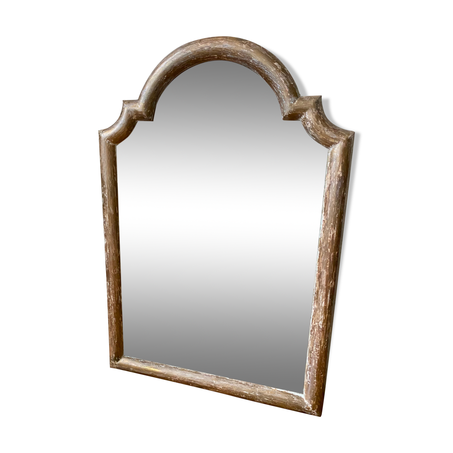 Patinated gilded mirror in wood and plaster
