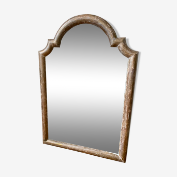 Miroir doré patiné en bois et plâtre