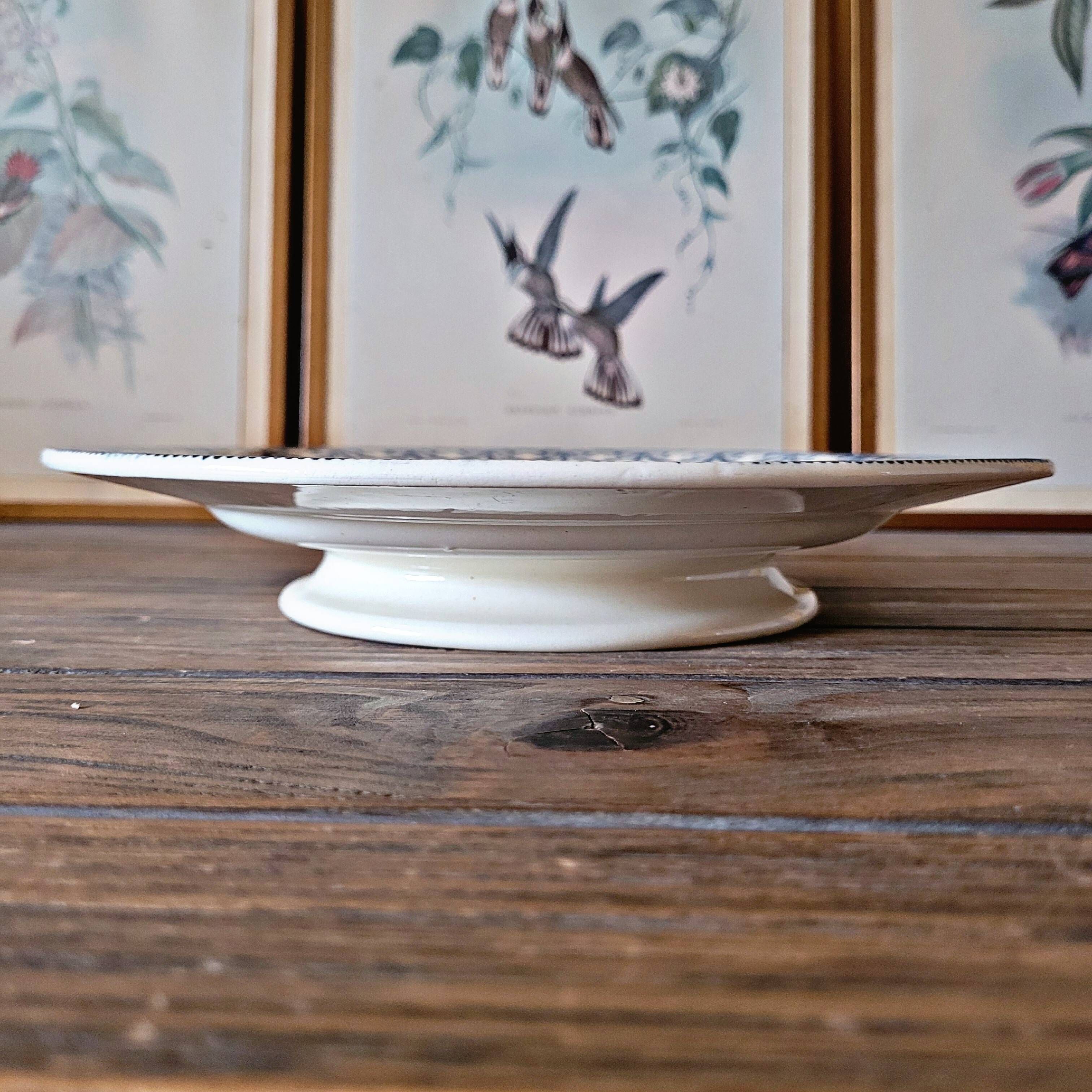 Vintage Salins iron earth compote dish with Louis XVI garlands