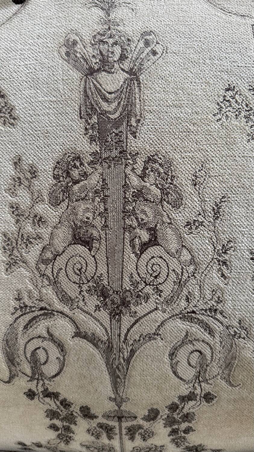 Mahogany wood/fabric bench circa 1900