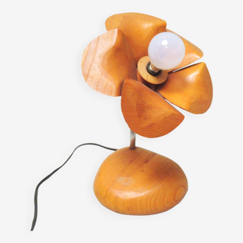 Wooden Flower Lamp from the 60s