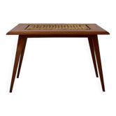Table basse en bois de teck et corde tressée, Audoux-Minet 1950