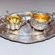 Antique Tea Set 4 Part English Silver Serving Tray, gild Home Decorative Objects