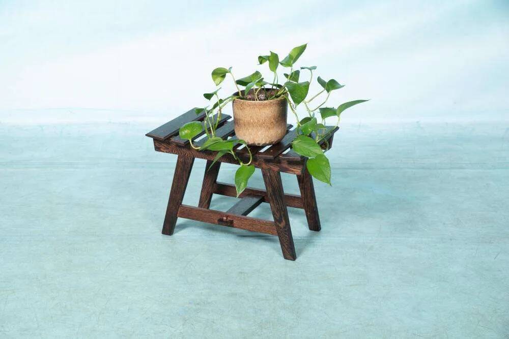 Bohemian footrest in wenge, 1970s Japandi stool