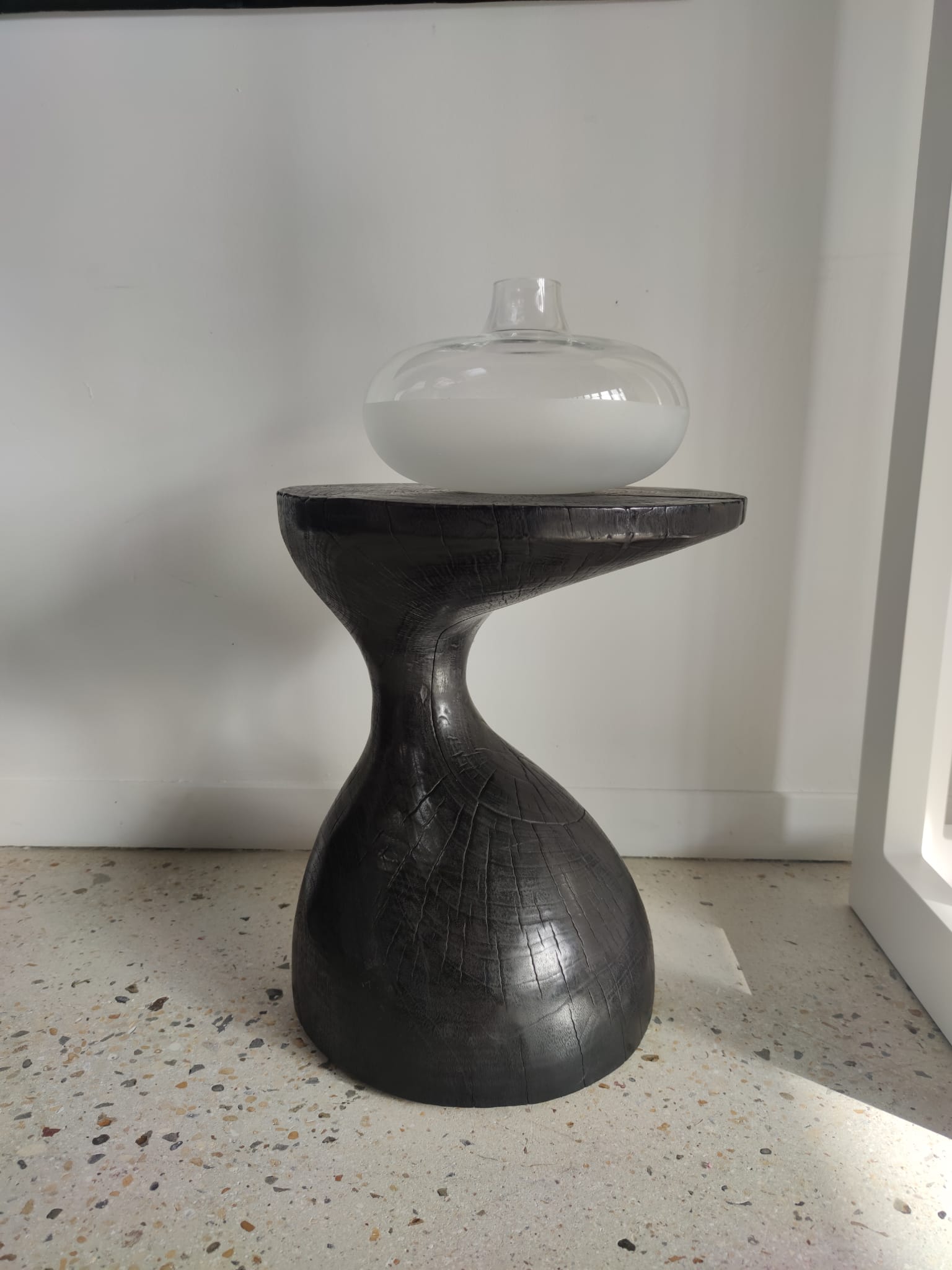 Sofa end in solid wood monoxyl organic shape black color