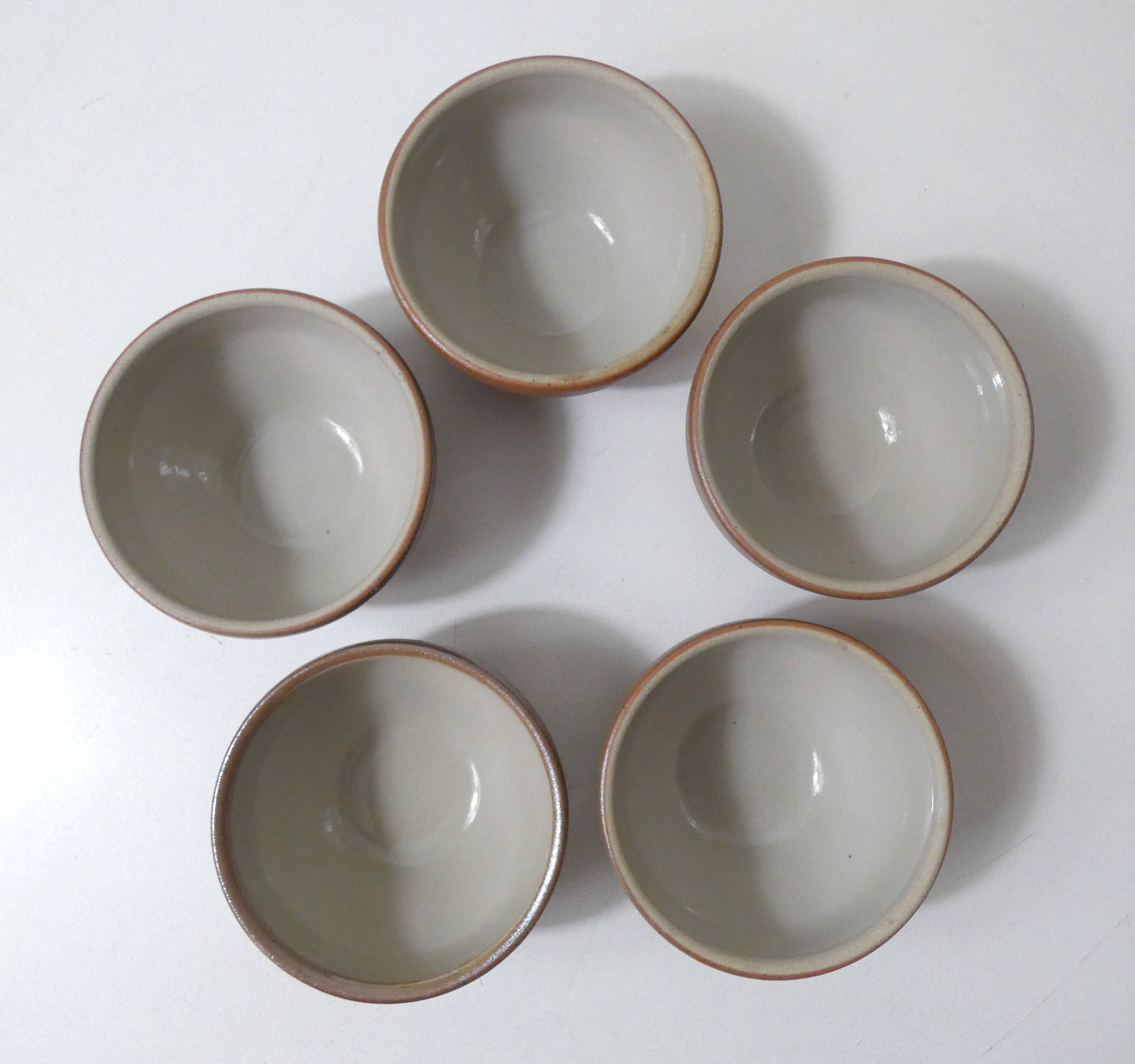5 vintage stoneware bowls