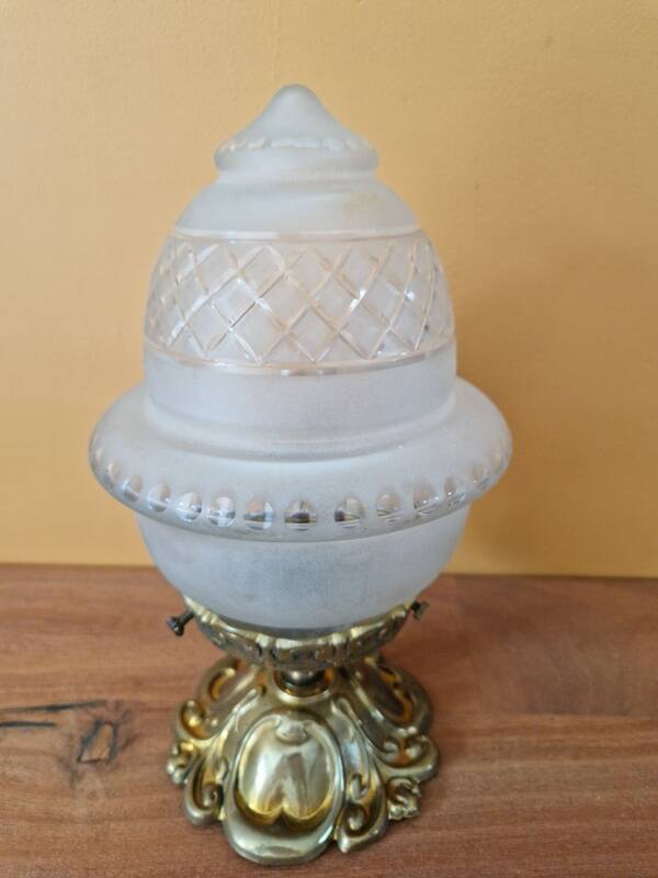 Gold metal ceiling light - Cut and satin glass globe - Louis XV style