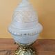 Gold metal ceiling light - Cut and satin glass globe - Louis XV style