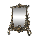 Antique dressing table mirror. Easel stand. In old gold bronze 22x17.
