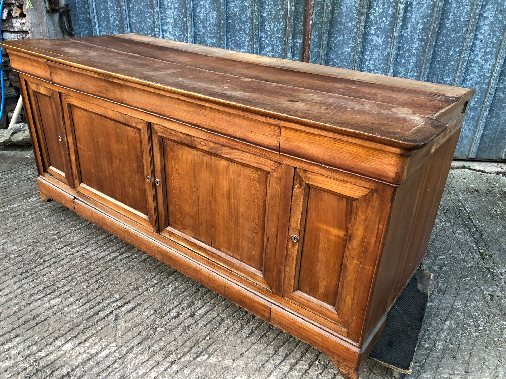 Buffet enfilade boiserie Louis Philippe en cerisier