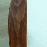 Vintage armchair mid century modern design white boucle dark walnut wood colour 1970 restored chair