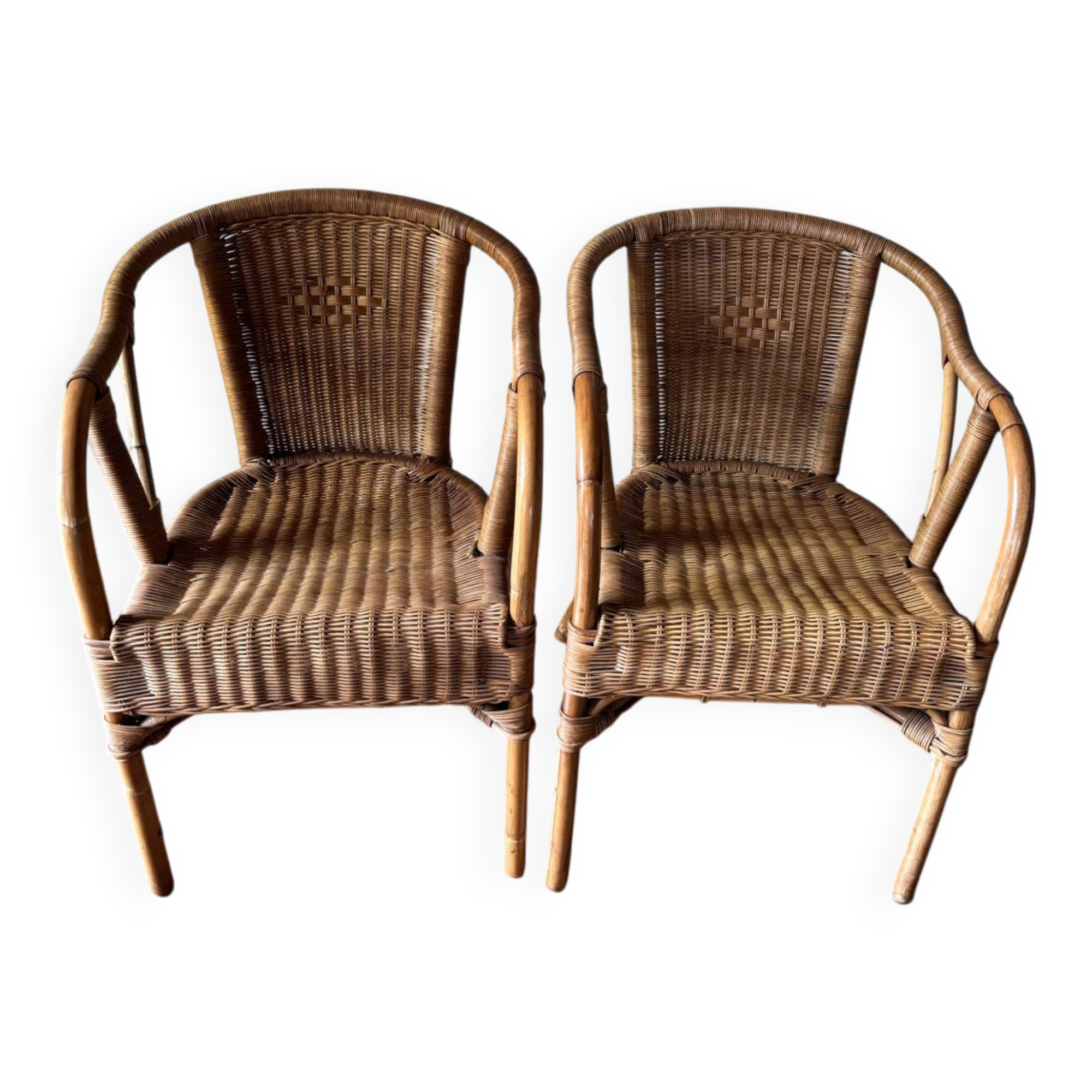 Pair of rattan armchairs, 1980s