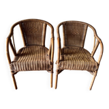 Pair of rattan armchairs, 1980s