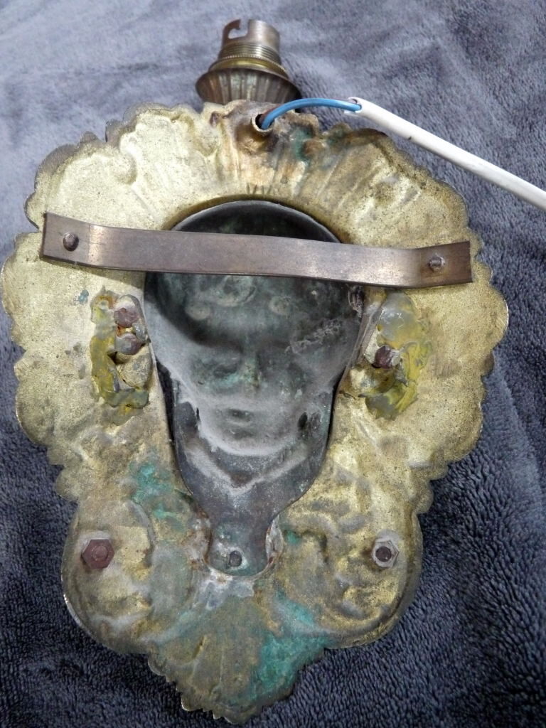 Applique buste cherubin arabesque en bronze doré xix siècle