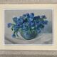 Table Painting on cardboard still life bouquet Maurice Catau Nancy 1954
