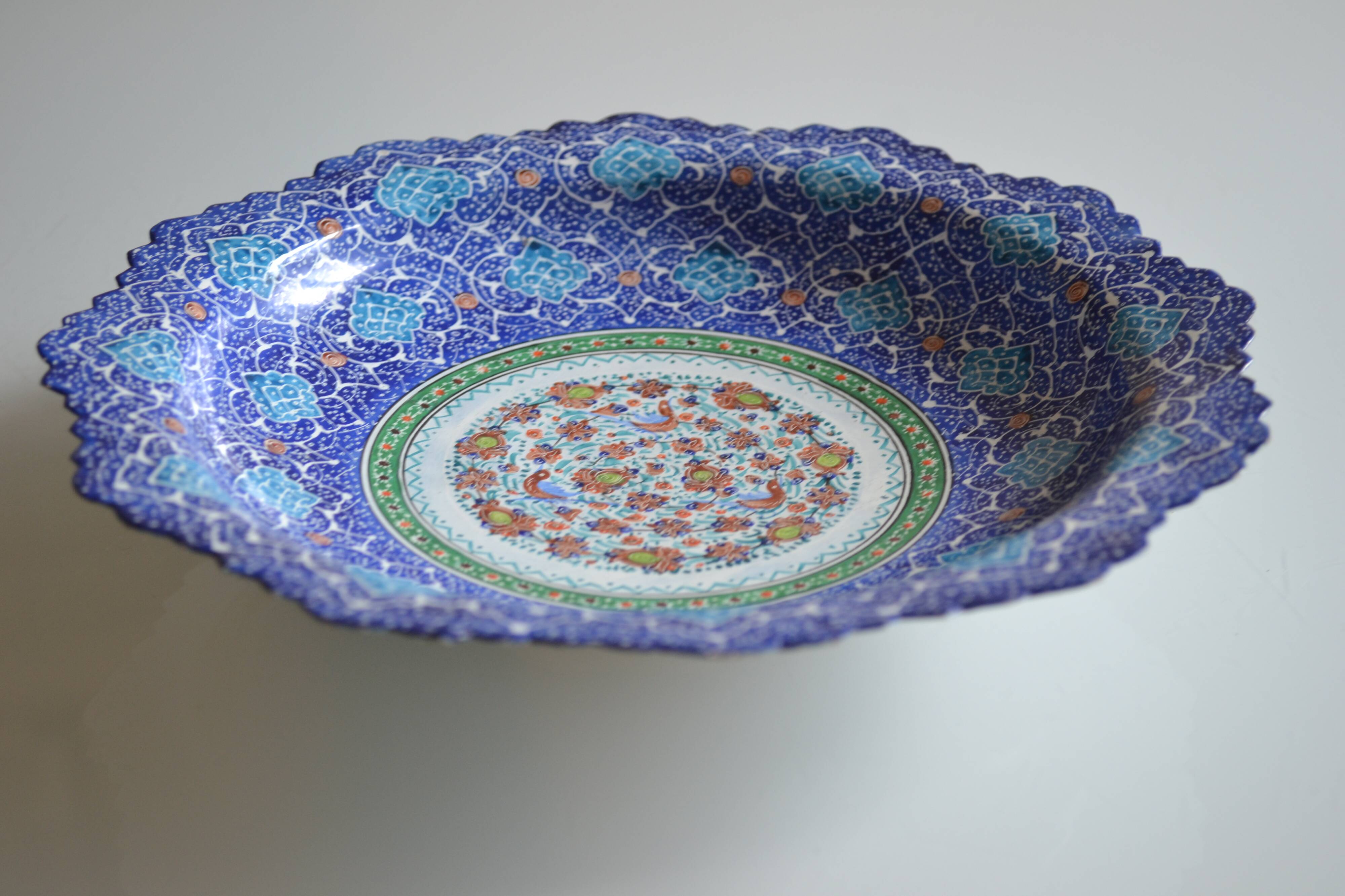 Islamic art enamel metal dish