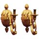 Italian Baroque Hand-Carved Giltwood Sconces with Gilt Bronze Arm, Set of 2