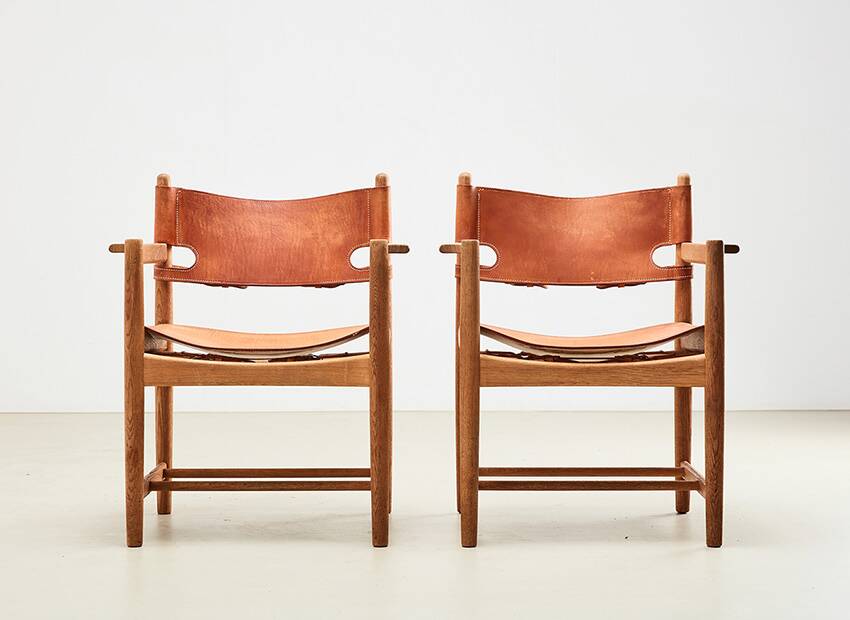Borge Mogensen Pair of Model 3238 Spanish Dining Chairs for Fredericia 1964