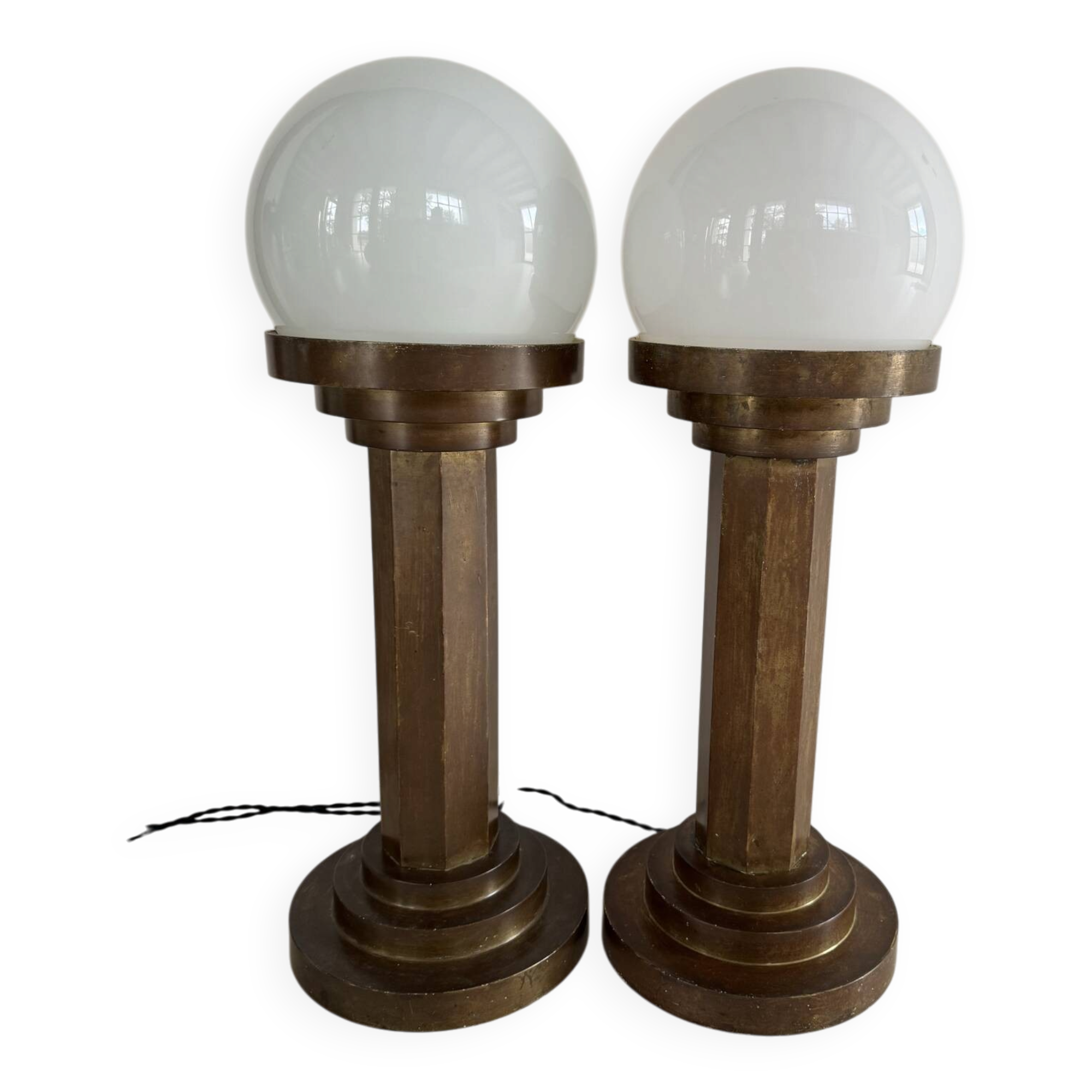 Lampes colonnes bronze Art Déco