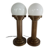 Art Deco bronze column lamps