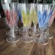 Set of 11 champagne flutes in colored glass 3 colors starry foot