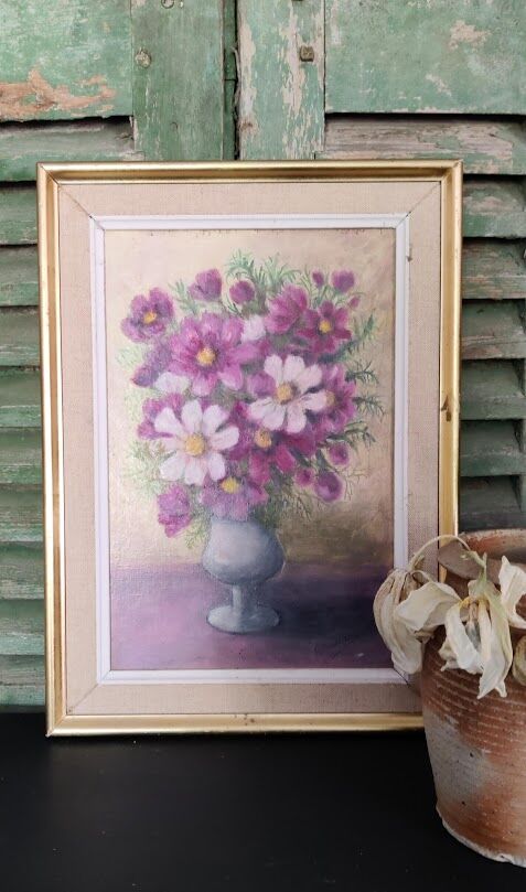 Signed flower painting