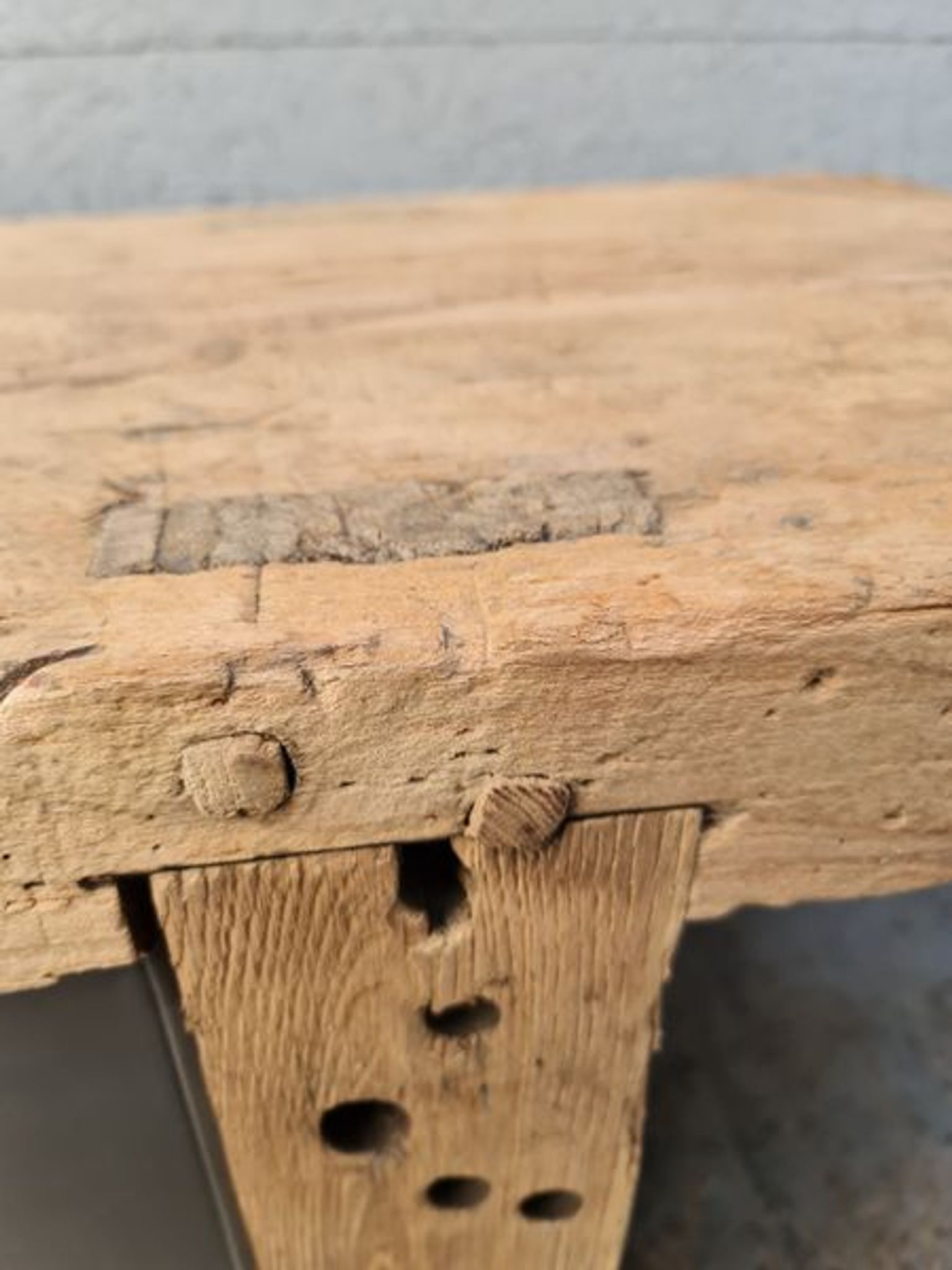 Old established furniture low industrial TV vintage oak and metal