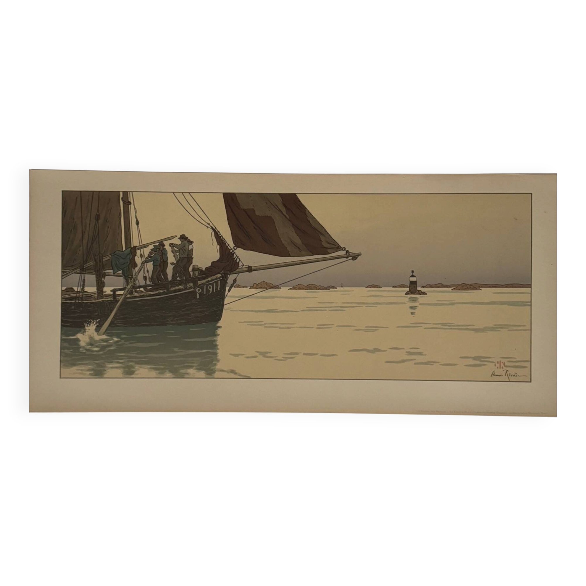 Lithograph by Henri Rivière The Enchantment of the Hours - The Calm Sea