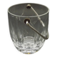 Vintage French Heavy Cut Glass Ice Bucket Silver Metal Carry Handle 4504