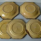 Set of 5 old plates Beretta Cie Vallauris glazed ceramic 1960s
