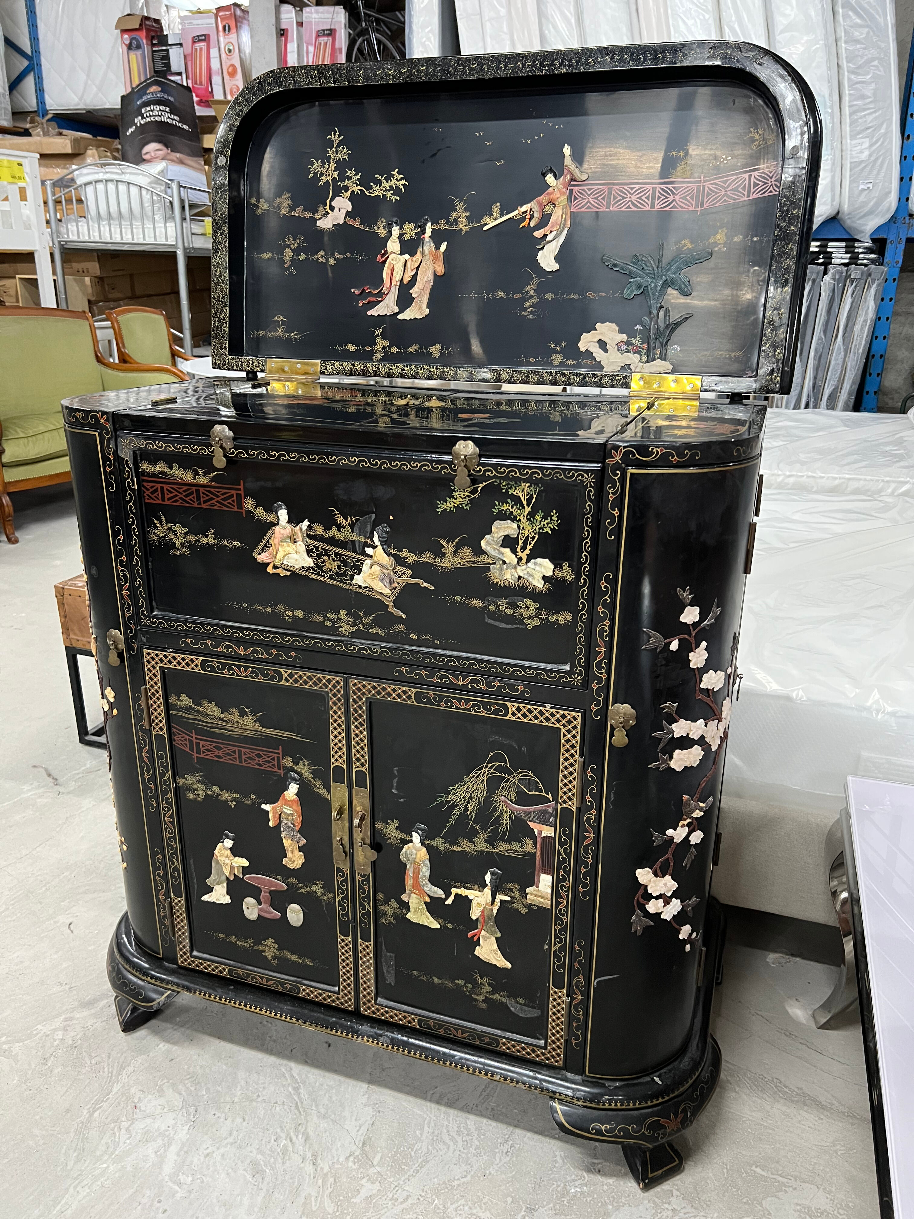 Chinese furniture black lacquered bar