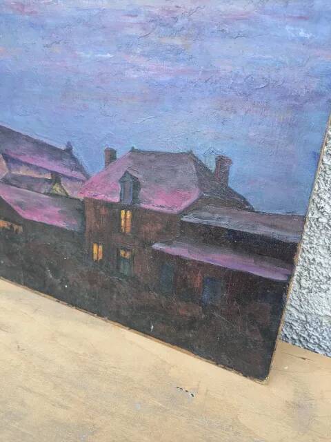 Oil on canvas paper, night view