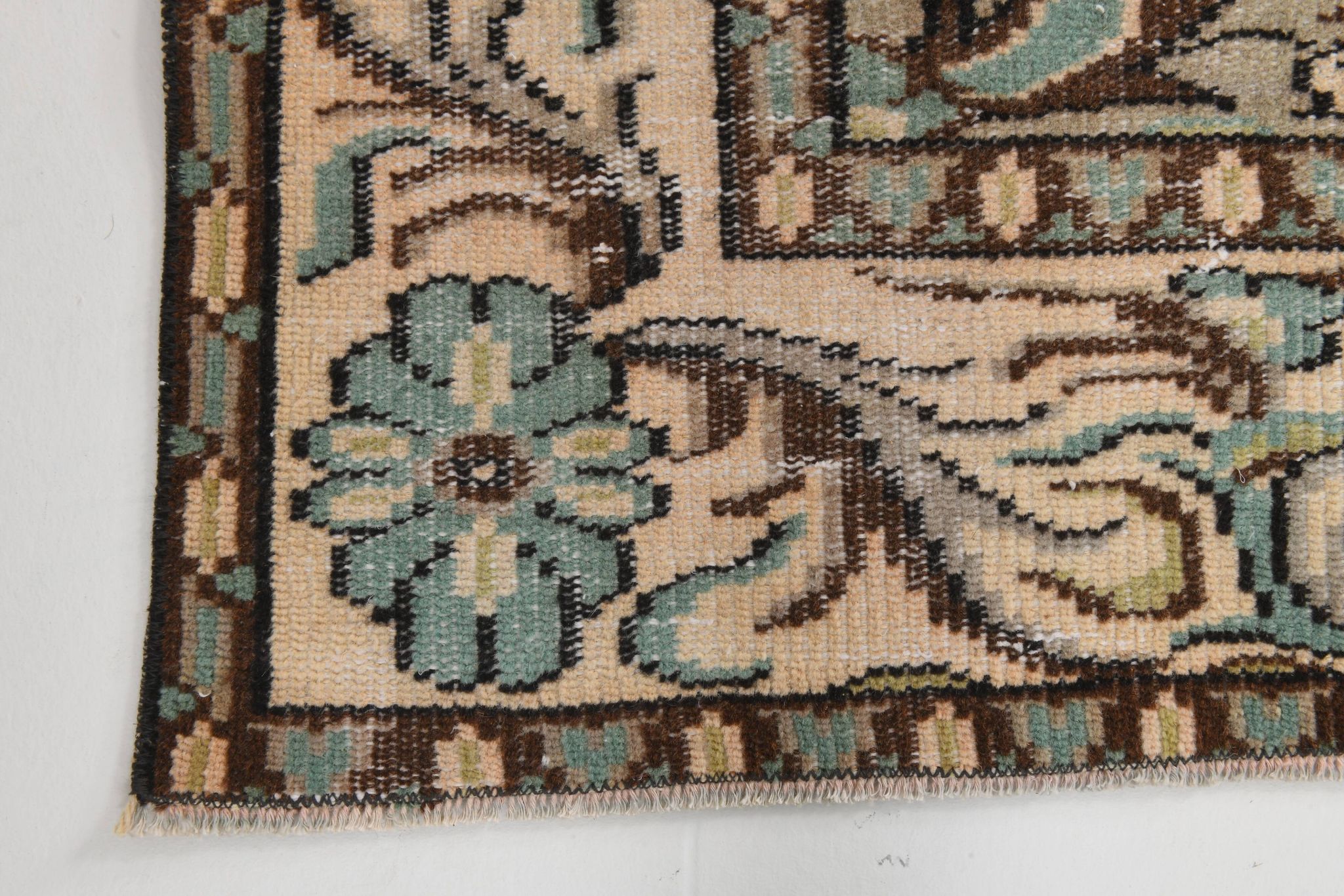 Tapis persan vert sarcelle et marron 6x9, 173x270 cm