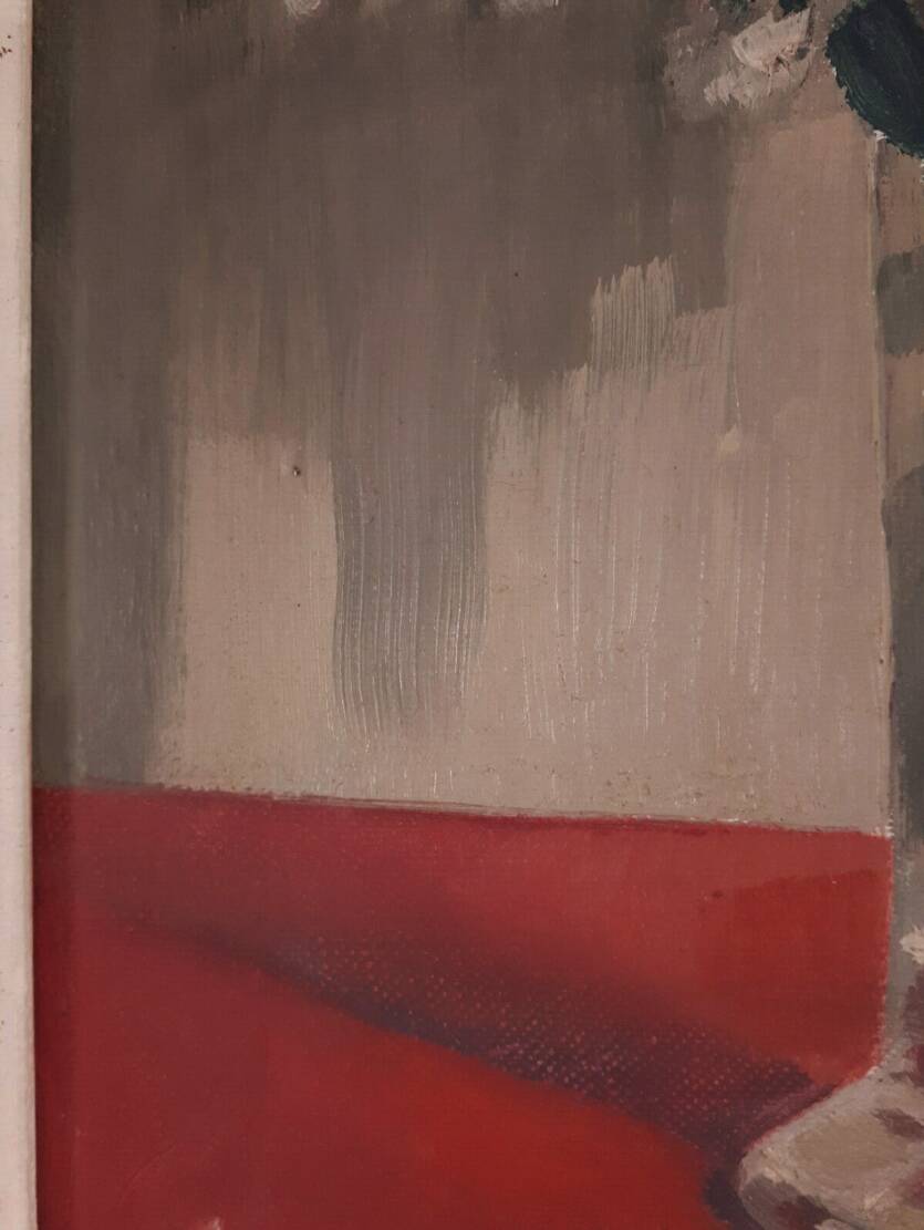 HST painting bouquet of peony flowers signed Henri Marcel-Martin vintage 1950