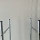 Pedestal table, vintage chrome steel saddle with 2 round windows
