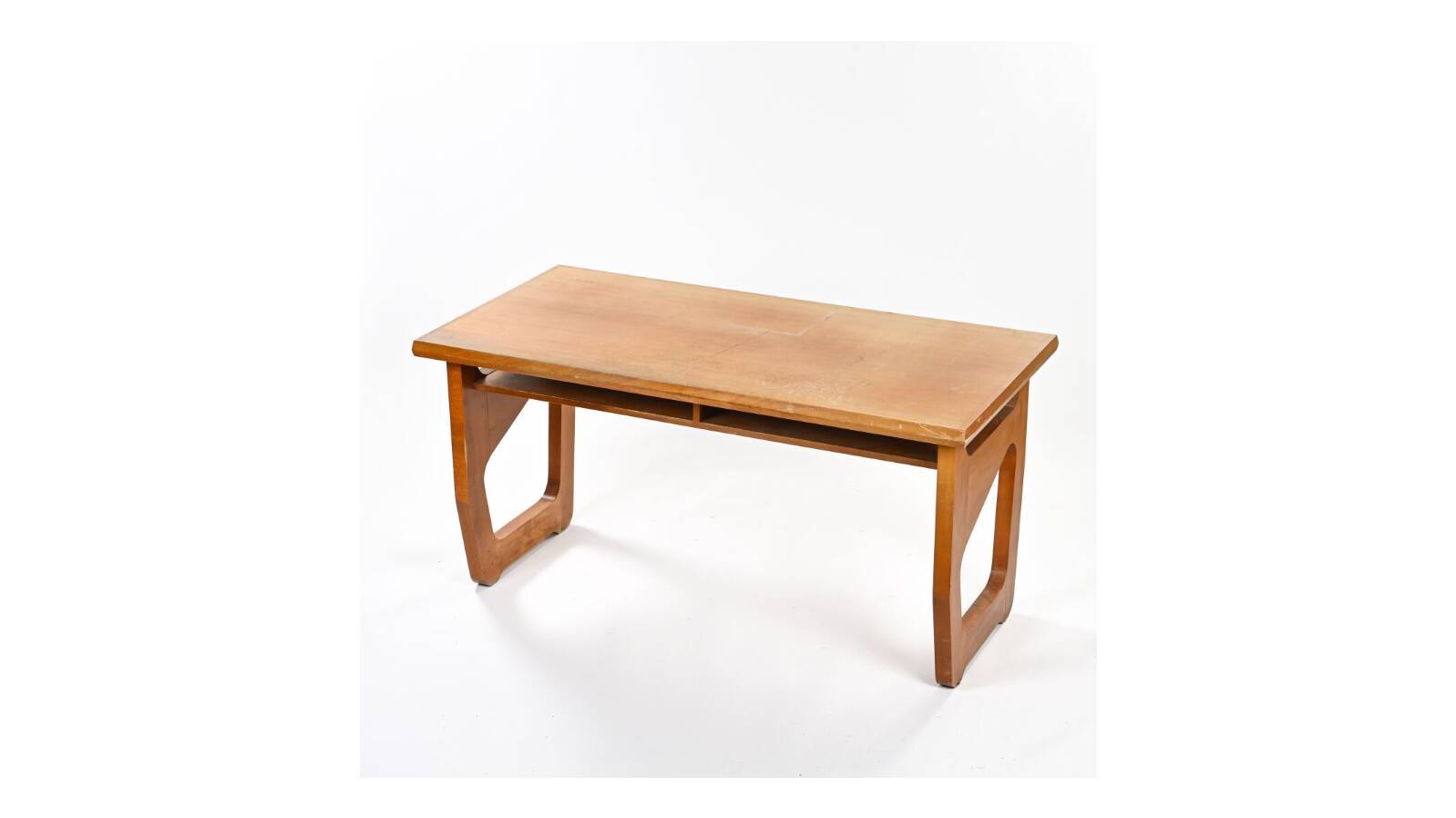 Desk with two openwork cheeks on the sides design 1980