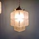 Pair of Art Deco Skyscraper satin glass pendant lights, 1930s