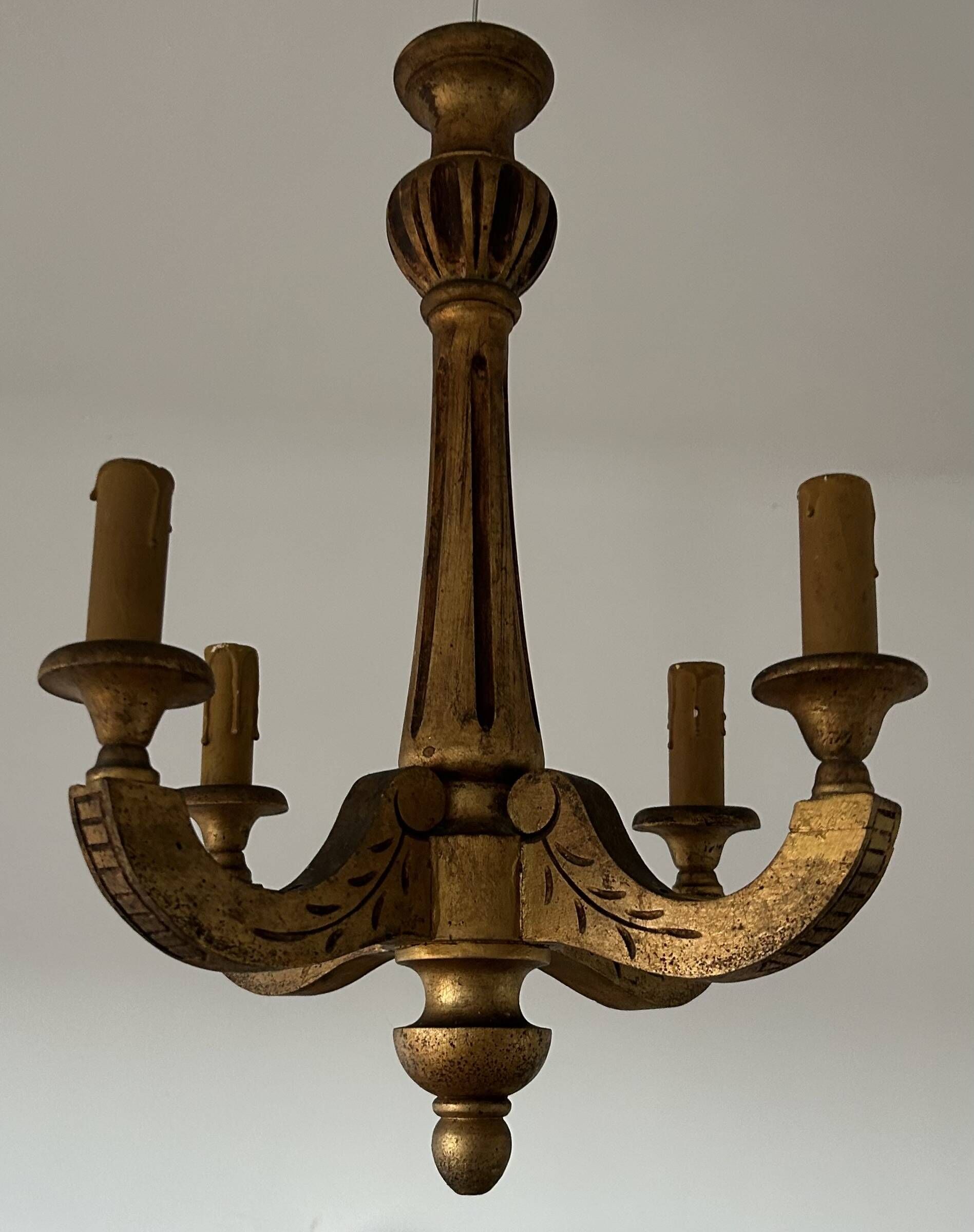 Antique gilded wooden chandelier