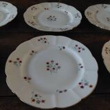 Set of six porcelain dessert plates from Châtres-sur-Cher, Gaston Sai
