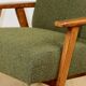 Fauteuil design vintage loft vert olive bouclé haut