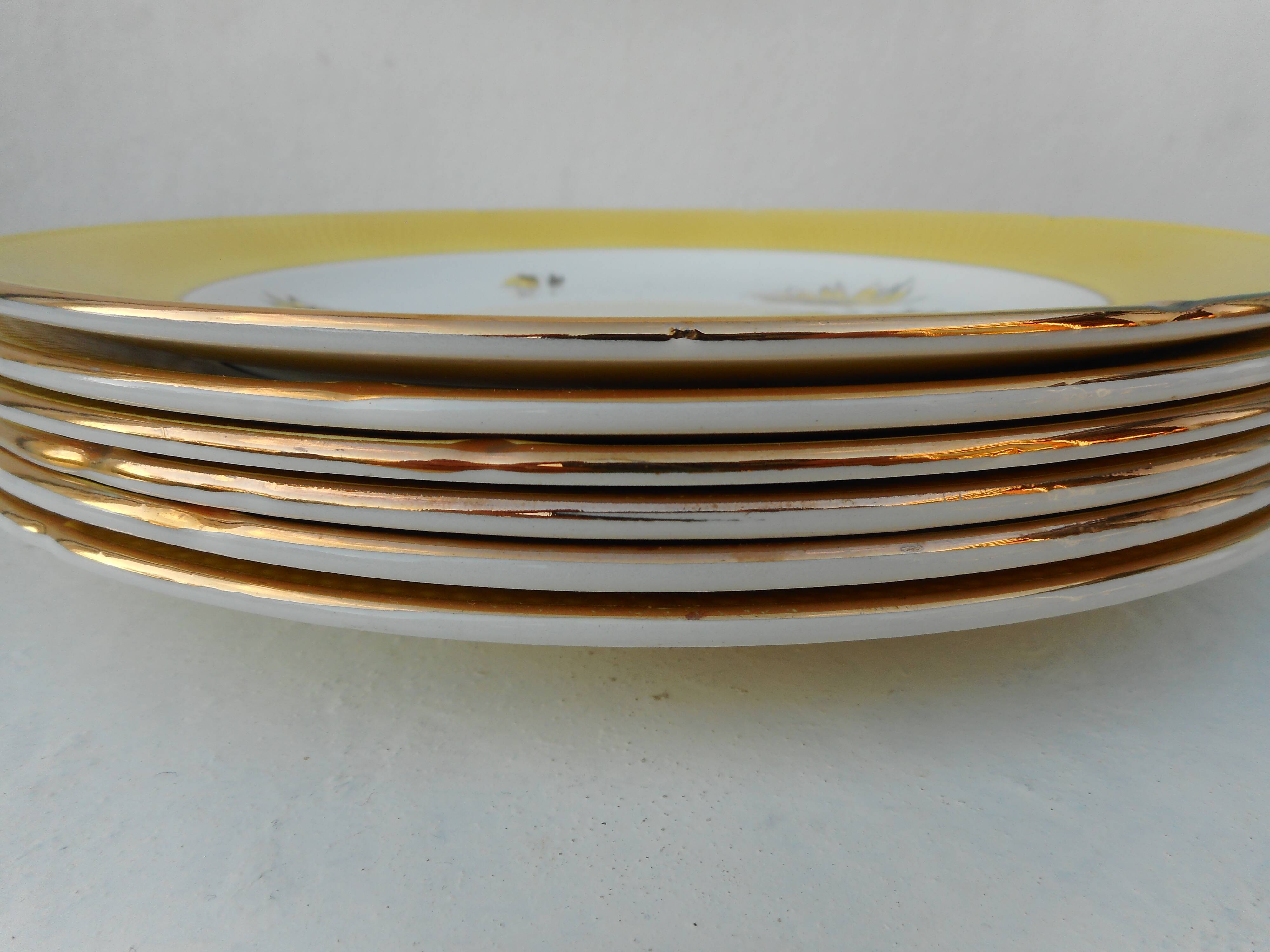 Set of six flat earthenware plates