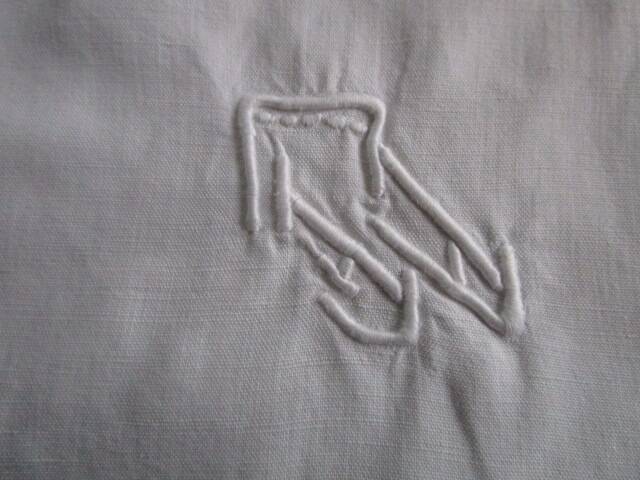 Antique embroidered/monogrammed pillowcase: 67x67cm