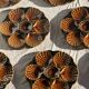 Set of 12 oyster or shell plates in glazed brown ceramic D