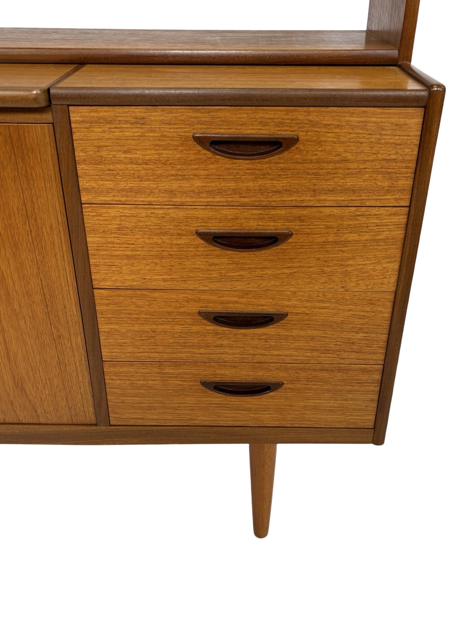 Armoire murale vintage en teck, bibliothèque, bureau, design danois, années 60