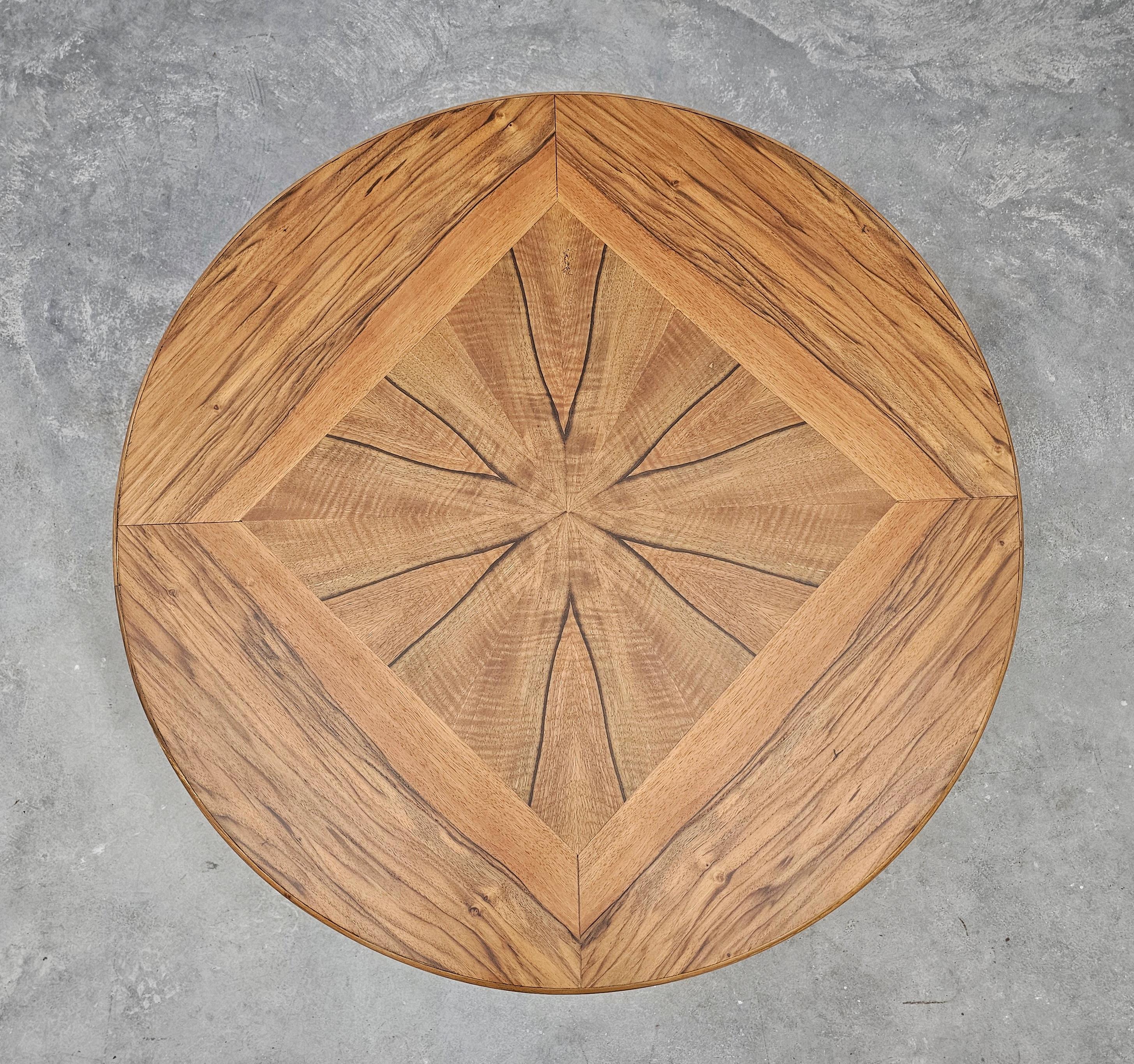 Art Deco Round Side Table in Walnut 1930s