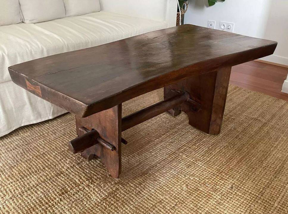 Brutalist teak coffee table