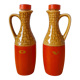 Oil and vinegar service in ceramic and wood