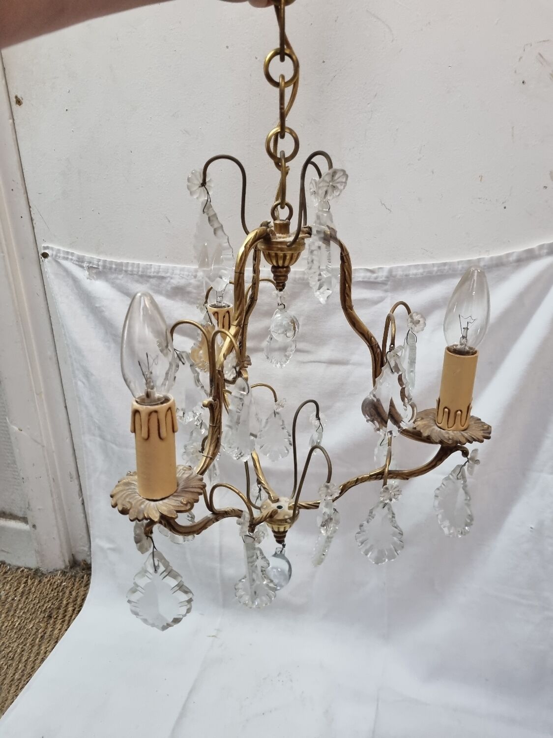 Bronze chandelier with baroque crystal tassels